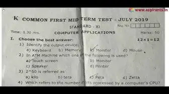 Video thumbnail for 11th Computer Application First Mid Term Question Paper 2019-20 | Kanchipuram District | EM