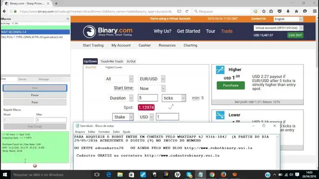'Video thumbnail for Como operar na Binary.com com Robot .Acesse abaixo do video novo link atualizado 2019'
