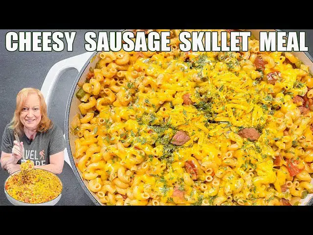 Video thumbnail for CHEESY SAUSAGE & PASTA Skillet Meal