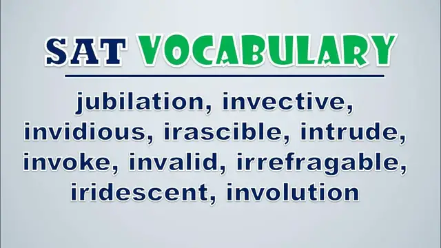 Video thumbnail for SAT Vocabulary: Jubilation, Invective, Invidious, Irascible, Intrude, Invoke, Invalid, Irrefragable