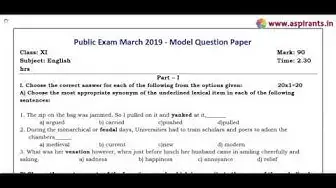 Video thumbnail for 11th English Public Exam March 2019 - Model Question Papers - 2 (Dharmapuri District)