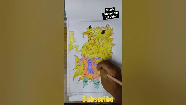 'Video thumbnail for Drawing Pokemon Pikachu Goku Fusion #Short #animeart'
