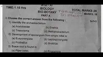 Video thumbnail for 11th Biology First Mid Term Question Paper 2018-19 | Tirunelveli District | English Medium
