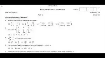 Video thumbnail for 11th Business Maths - Public Model Question Papers 2019 - 2 (Chennai District) | (English Medium)