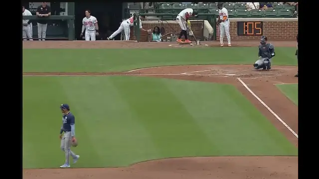 Video thumbnail for Jorge Mateo had to exit today’s game after Cedric Mullins accidentally hit him in the helmet with a bat