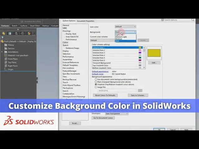 'Video thumbnail for Customize Background Color in SolidWorks | SolidWorks Tutorial | SolidWorks Part Modeling'