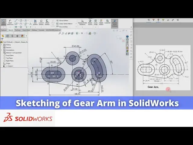 'Video thumbnail for Sketching of Gear Arm in SolidWorks | SolidWorks Tutorial | SolidWorks Modeling |'