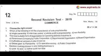 Video thumbnail for 12th Commerce Second Revision 2019 - Question Paper (Tiruppur District) | (English Medium)