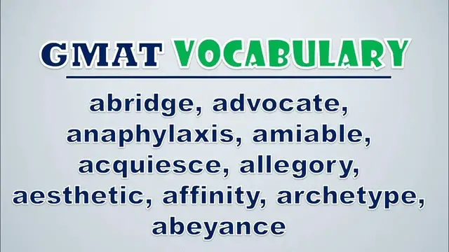 Video thumbnail for GMAT Vocabulary: Abridge, Advocate, Anaphylaxis, Amiable, Acquiesce, Allegory, Aesthetic, Affinity