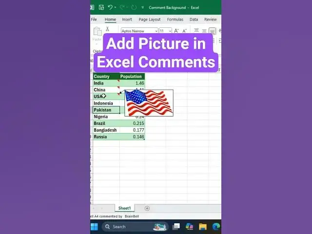 Video thumbnail for Show Images on Hover Using Excel Comments #excelwithbrainbell #excel
