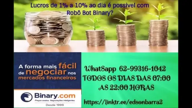 Video thumbnail for 🔴Como ter lucros de 1% a 10%  com Robô Bot Binary todos os dias?🤑🤑🤑