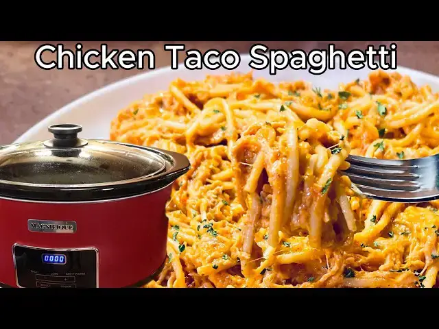 Video thumbnail for Slow Cooker CHICKEN TACO SPAGHETTI