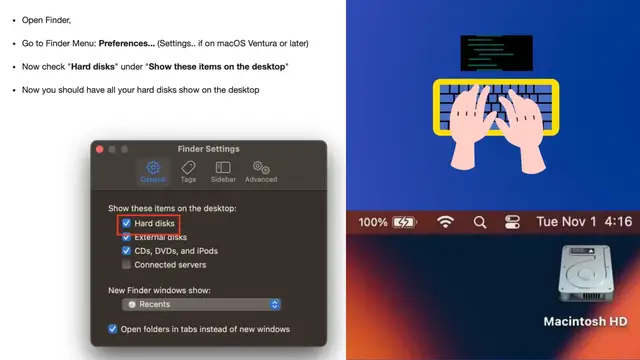 Video thumbnail for How to show Macintosh HD icon on Mac Desktop
