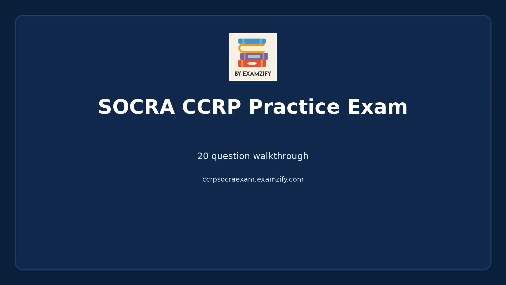 Video thumbnail for SOCRA CCRP Practice Exam
