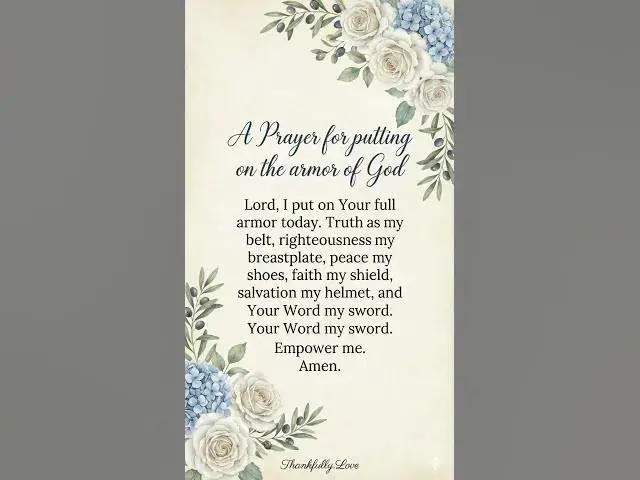 Video thumbnail for Prayer for putting on the armor of god #jesuslovesyou  #thankfullylove #morningprayer #faithoverfear