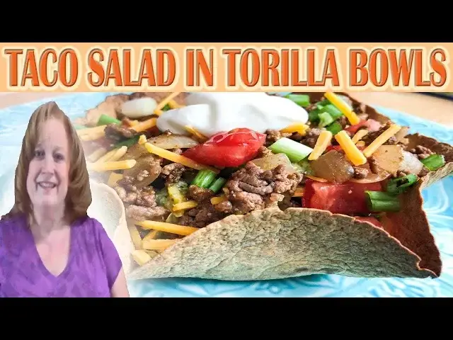 Video thumbnail for TACO SALAD IN HOMEMADE TORTILLA BOWLS | COOK WITH ME | WHAT'S FOR DINNER