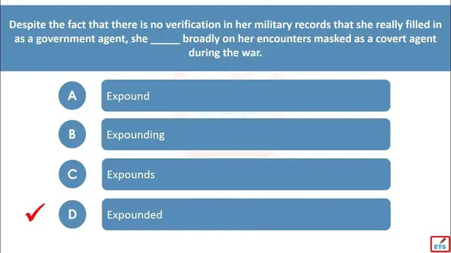 Video thumbnail for English Verb Tenses: Expound, Expounds, Expounded, Expounding Quiz
