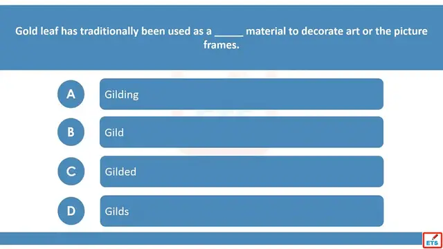 Video thumbnail for English Verb Tenses: Gild, Gilds, Gilded, Gilding Quiz