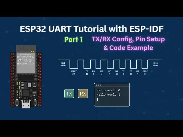 Video thumbnail for ESP32 UART Tutorial with ESP-IDF: TX/RX Config, Pin Setup & Code Example (Part 1)