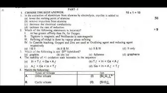 Video thumbnail for 12th Chemistry First Mid Term Question Paper 2019-20 | Tirunelveli District | English Medium