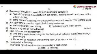 Video thumbnail for 11th English First Revision 2019 - Question Paper (Kanchipuram District) | Team Aspirants