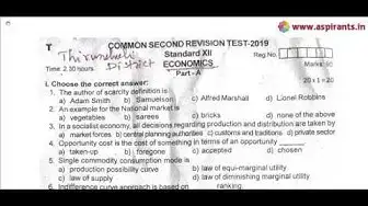 Video thumbnail for 12th Economics Second Revision 2019 - Question Paper (Tirunelveli District) | (English Medium)