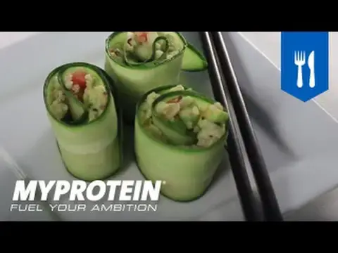 'Video thumbnail for How to Make Sushi - Sushi Cucumber Rolls - Healthy Food Low Carb Recipes from Myprotein'