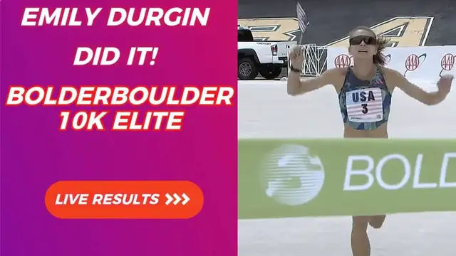 Video thumbnail for Emily Durgin wins 2023 BOLDERBoulder 10K Elite race