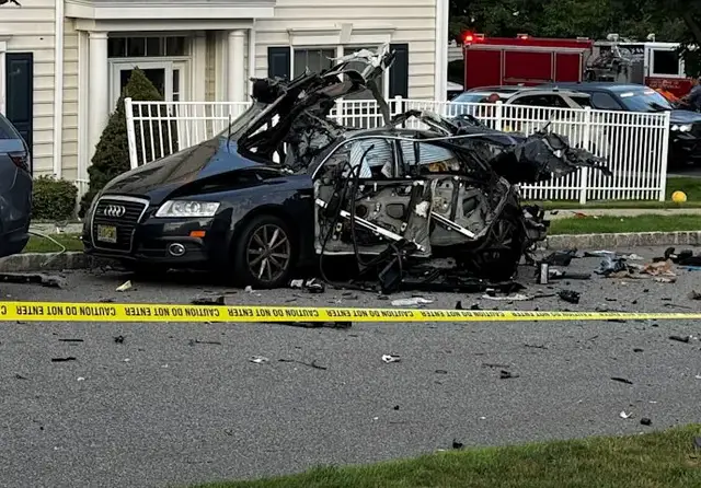 Video thumbnail for Car explodes on residential street in Totowa