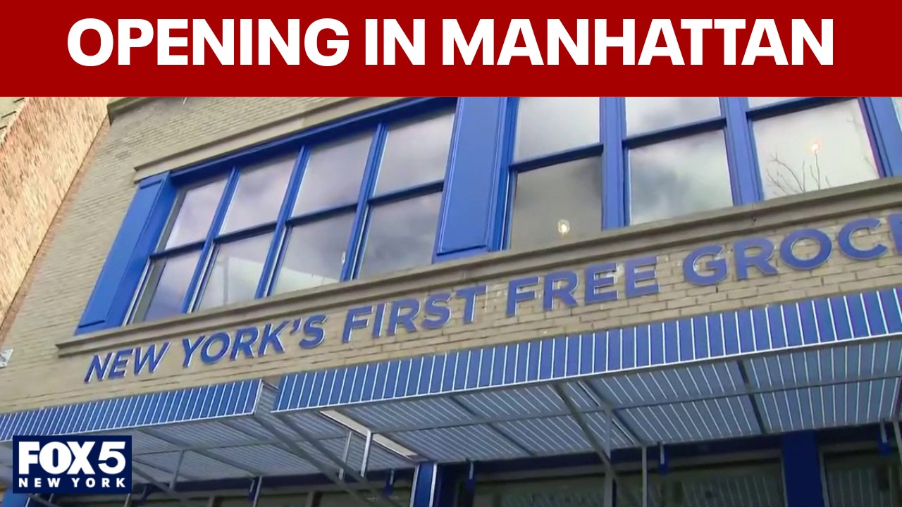Video thumbnail for 'The Polymarket' free grocery store opens in NYC