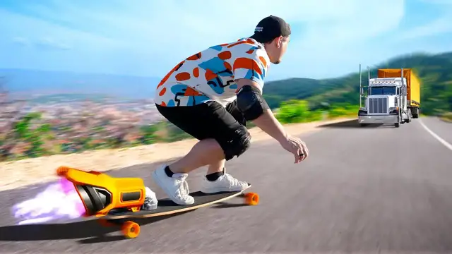 'Video thumbnail for jake carlini: jet powered longboard madness! diy electric skateboard build'
