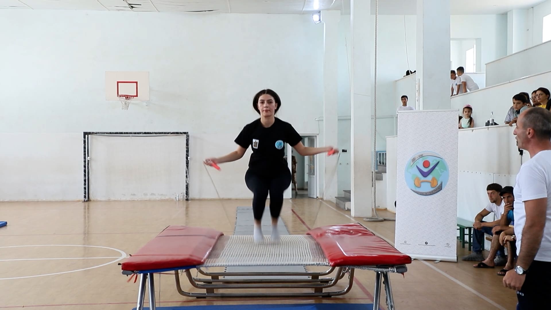 Video thumbnail for Mari Davtyan Most Rope Skips on a Trampoline in One Minute