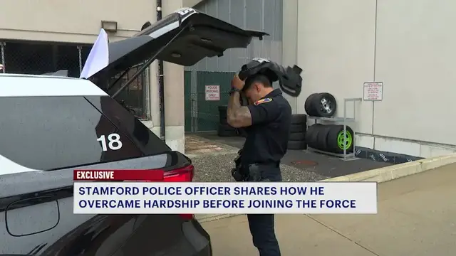 Video thumbnail for Stamford police officer shares how he overcame challenges before joining the force