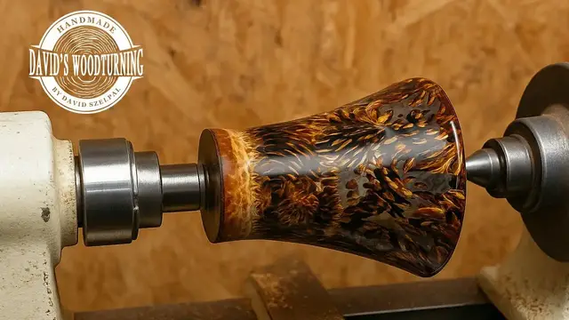 'Video thumbnail for Woodturning - Clear Resin and Pine Cone Vase'