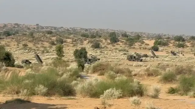Video thumbnail for India: Pinaka Rocket Launchers Conduct Live-Fire Drill During India-US Military Exercise.
