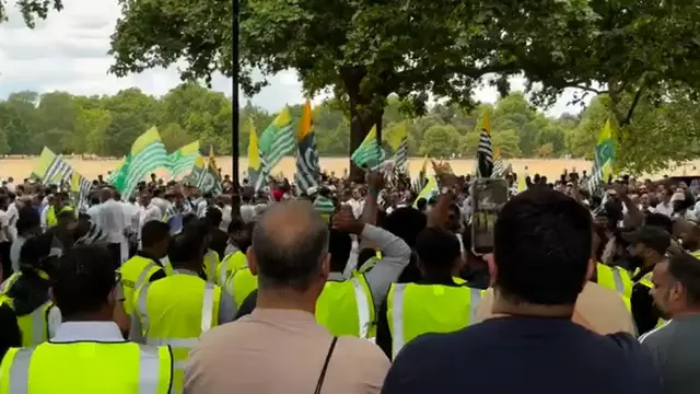 Video thumbnail for London protesters march through streets in solidarity with Azad Kashmir