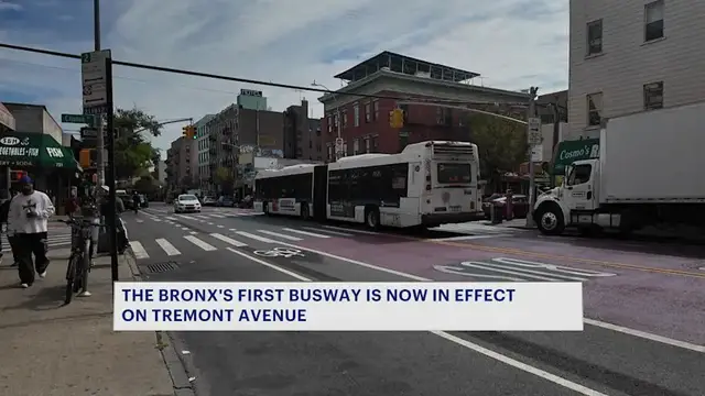 Video thumbnail for New busway launches on Tremont Avenue, bringing traffic changes to the Bronx