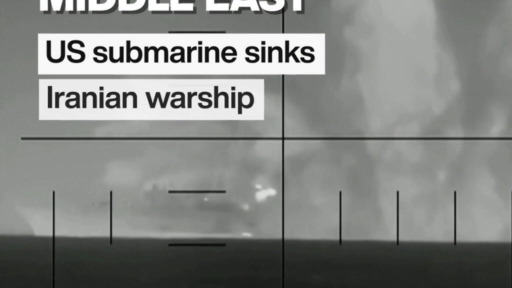 Video thumbnail for War in the Middle East : US submarine sinks Iranian warship