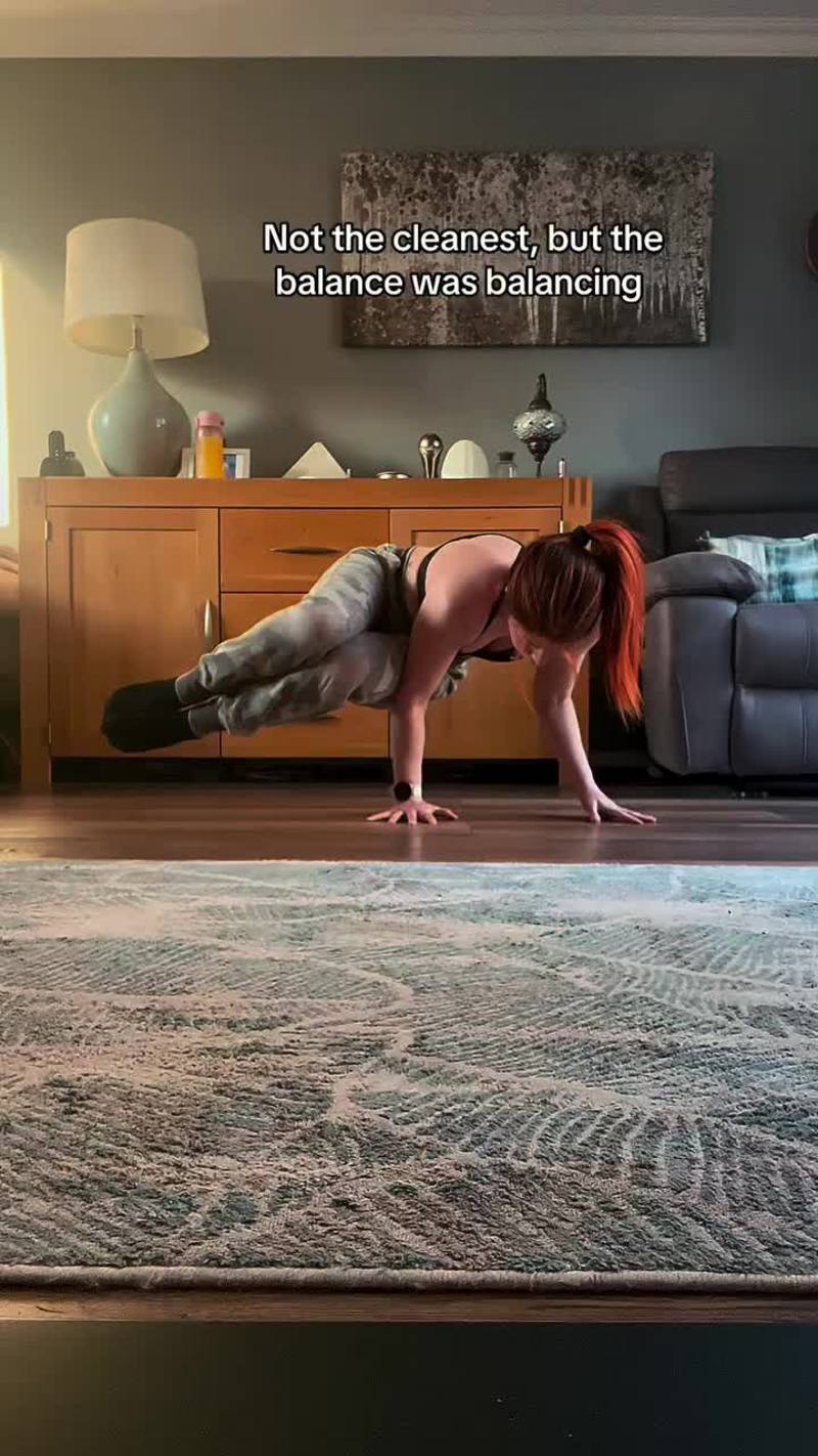 Video thumbnail for Baki Inspired One Arm Balance Hold in the Living Room