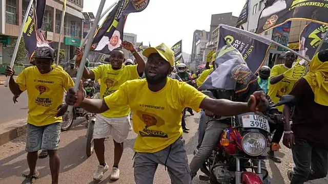 Video thumbnail for Supporters of Uganda's Yoweri Musseveni celebrate as secures seventh term in office