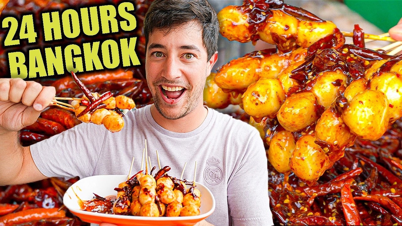 Video thumbnail for 24 Hours of BANGKOK Street Food ULTRA SPICY Thai BBQ, River Prawns & Michelin Bananas!
