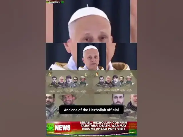 Video thumbnail for Israel, Hezbollah Confirm Tabatabai Death, War May Resume Ahead Pope Visit