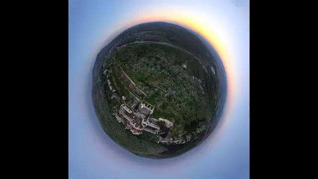 Video thumbnail for Syria: 360 degree tiny planet aerial view of a Syrian city.
