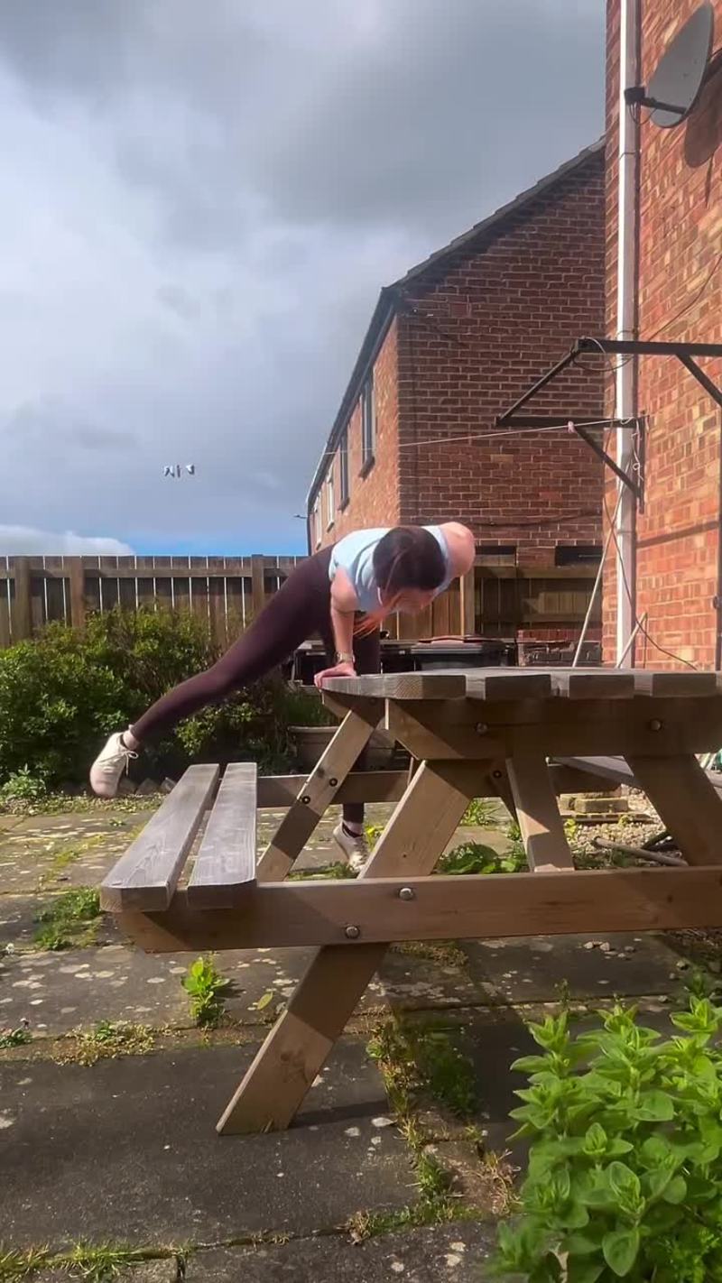 Video thumbnail for One Arm Elbow Lever Balance on a Backyard Picnic Table