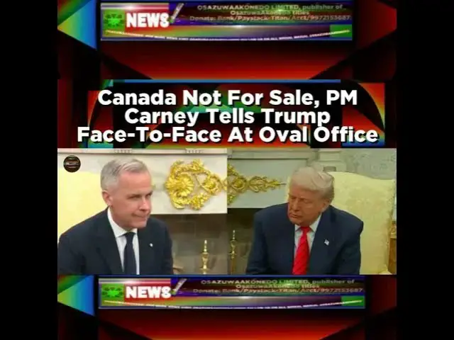 Video thumbnail for Canada Not For Sale, PM Carney Tells Trump Face-To-Face At Oval Office