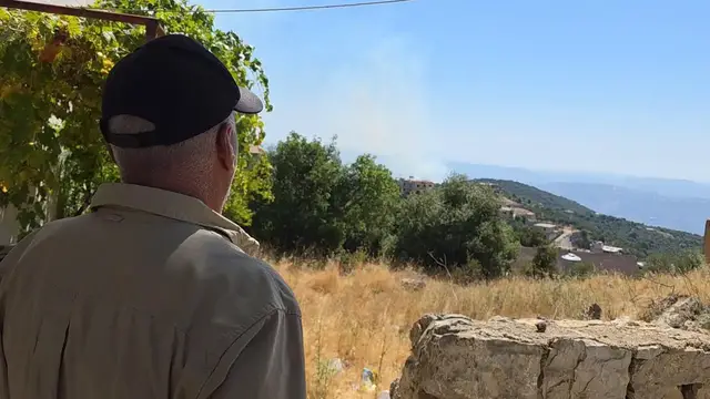 Video thumbnail for Lebanon: Fire blazes in southern Lebanon after Israeli military actions near Kfar Shuba.