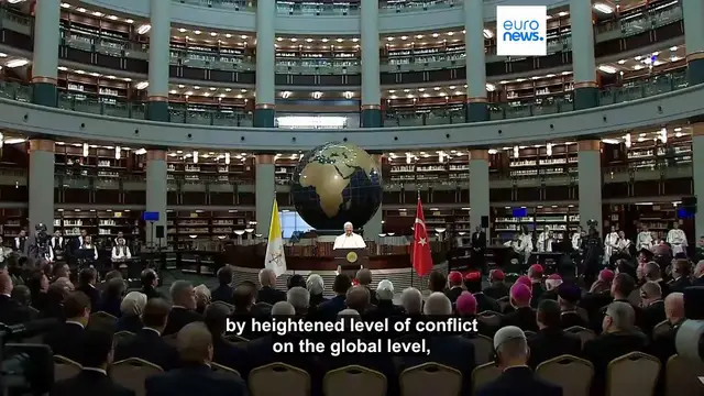 Video thumbnail for Pope Leo XIV urges peace in Ankara on first foreign trip