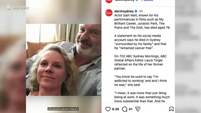 Video thumbnail for UNCAPTIONED: Sam Neill's co-star claims he had pneumonia shortly before his death.