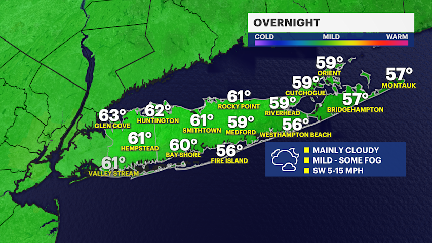 Video thumbnail for Warm weather continues midweek, with a spotty shower on Long Island