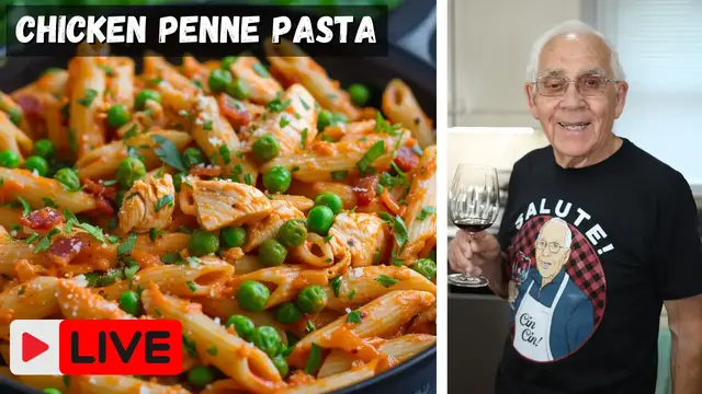Video thumbnail for Chicken Penne Pasta with Bacon and Peas